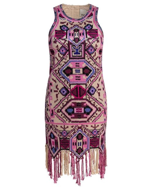 Isabel Marant Purple Embroidered Dress With Bangs