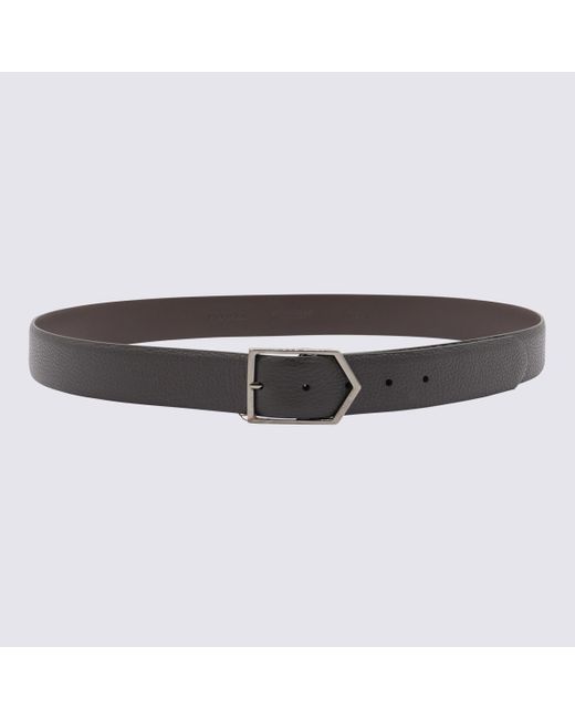 Canali Brown Dark Leather Belt for men