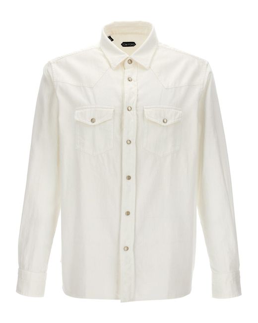 Denim Shirt Camicie Bianco di Tom Ford in White da Uomo