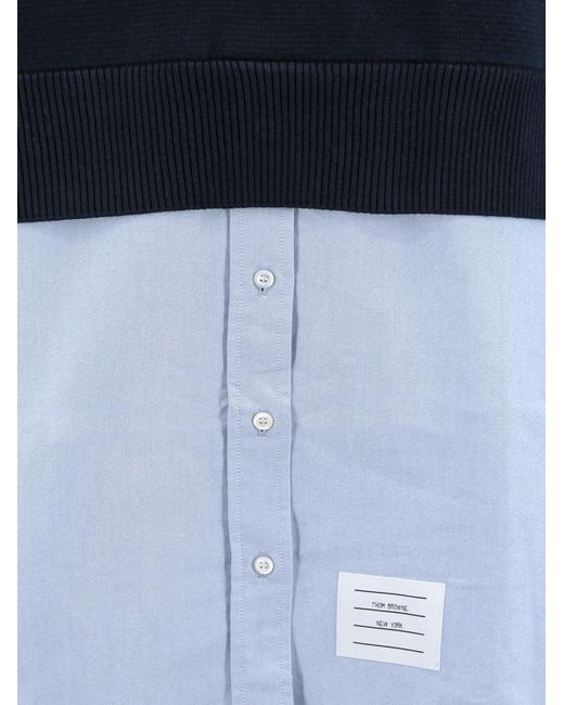 Thom Browne Blue Cotton Dress With Shirt Effect
