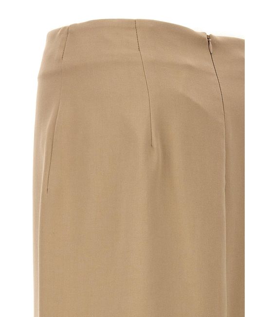 Slit Cotton Skirt Gonne Beige di Brunello Cucinelli in Natural