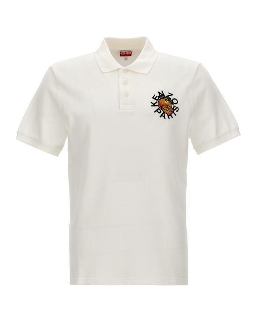 KENZO White Polo Shirt With Logo, for men