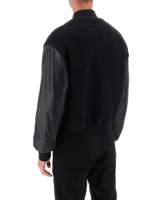 Dolce & Gabbana Black Wool Teddy Bomber Jacket for men