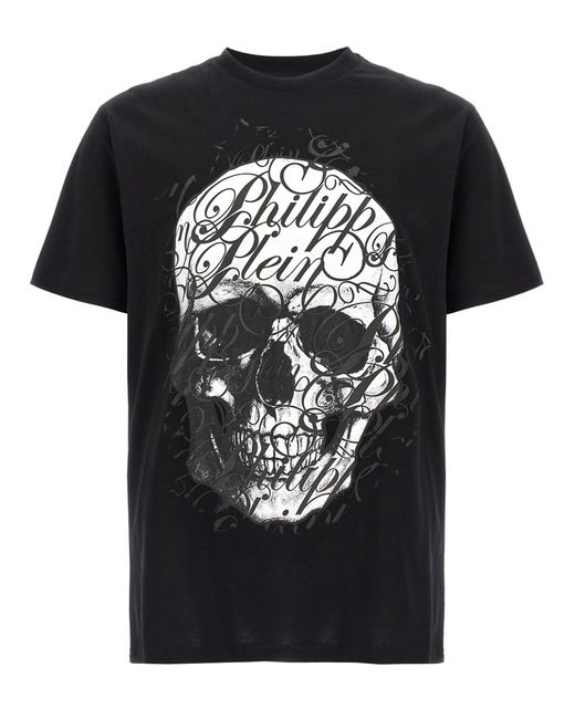 Printed T Shirt Nero-Uomo di Philipp Plein in Black da Uomo