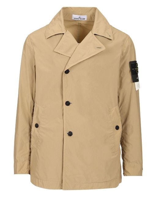 Stone Island Natural Short Nylon Trench Coat Coats for men