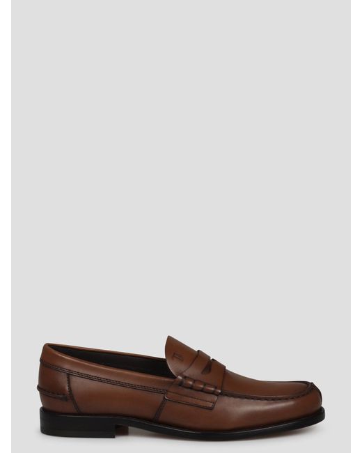 Tod's Brown Leather Loafers for men