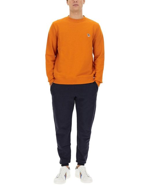 Paul Smith Orange Sweatshirt With Zebra Patch for men