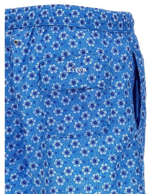 Kiton Blue Floral Printed Swimsuit Beachwear for men