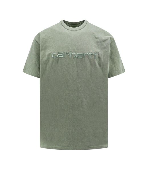 Carhartt Green Cotton T-Shirt With Washed Out Effect for men