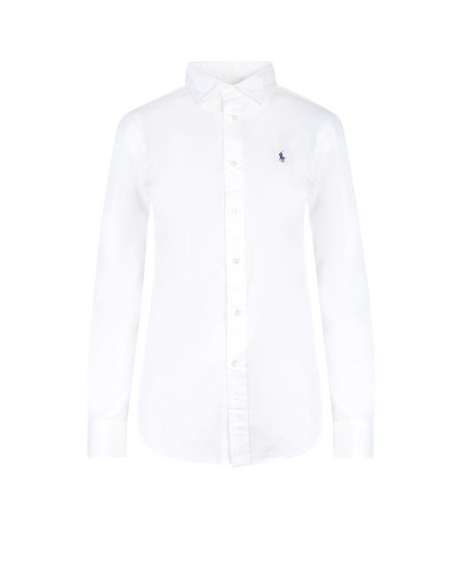 Stretch Poplin Shirt di Polo Ralph Lauren in White