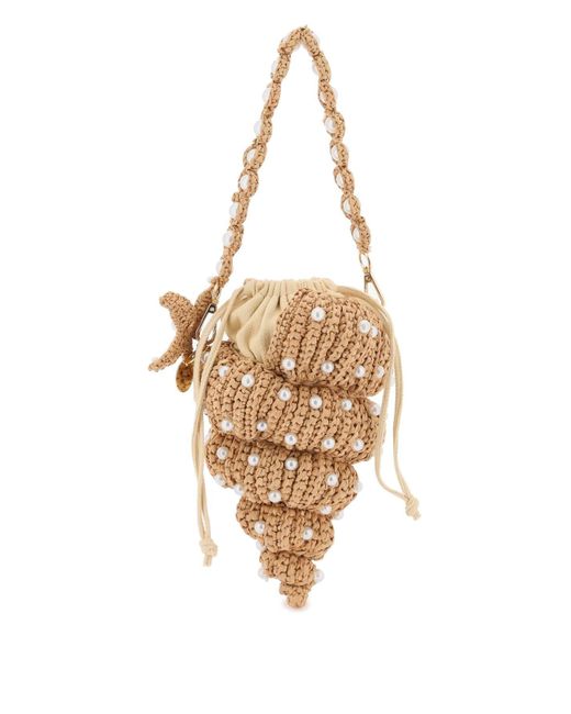 L'ALINGI Metallic "handbag In Rafia With Pearl Tulip Shell