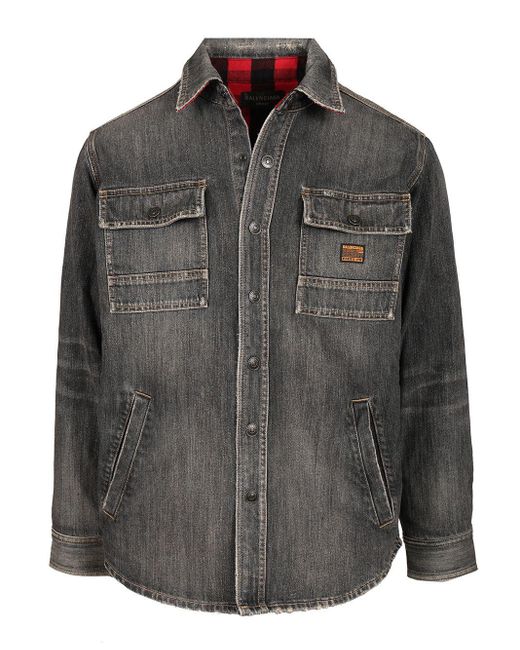 Balenciaga Men's Black Denim Overshirt Shirts