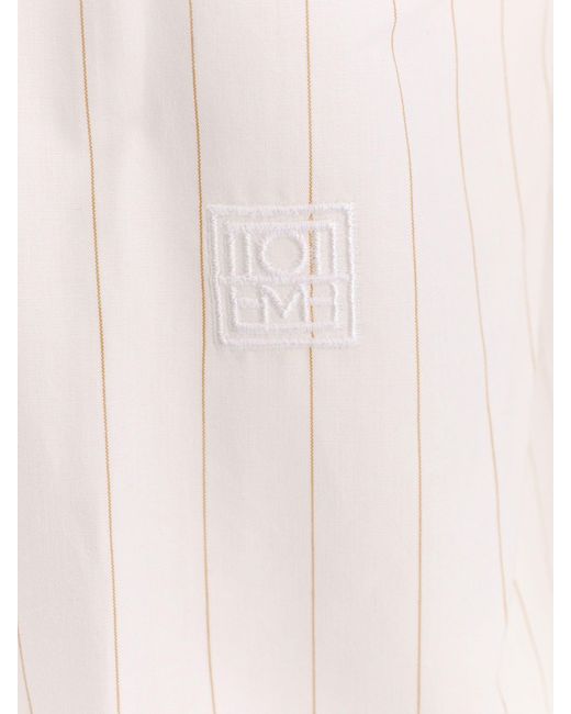 Camicia in cotone con motivo a righe di Totême  in White