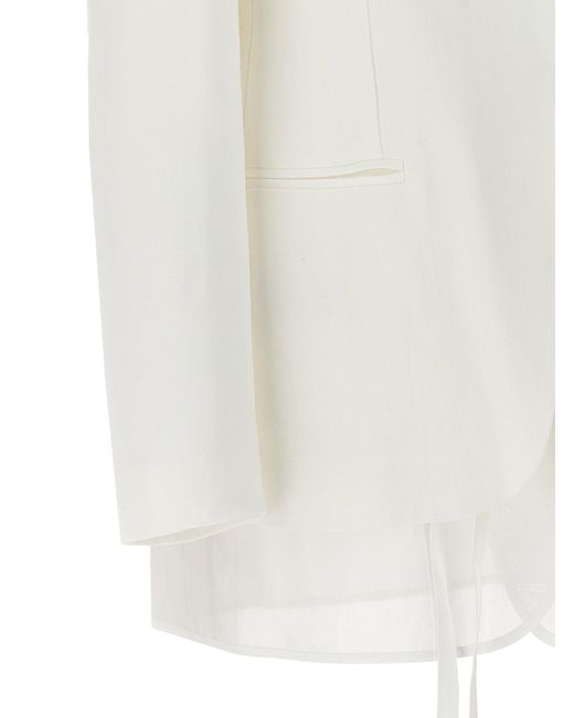 Brunello Cucinelli White Single-breasted Organza Insert Blazer Blazer And Suits