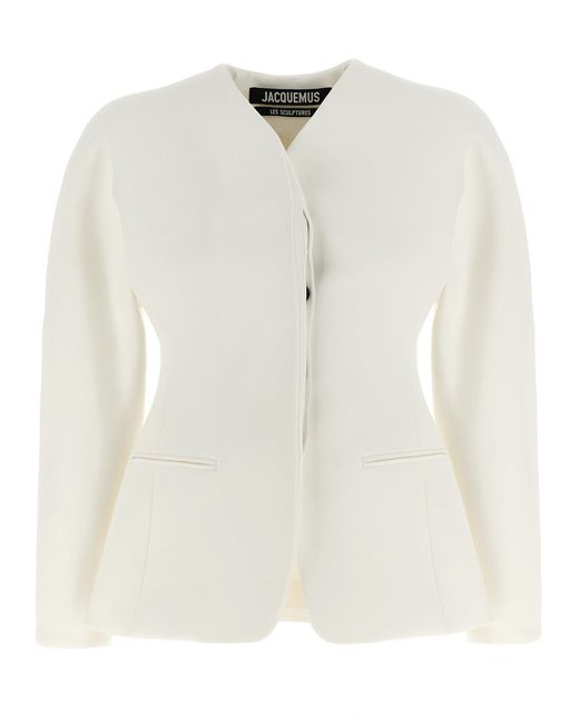 La Veste Ovalo Blazer And Suits Bianco di Jacquemus in White