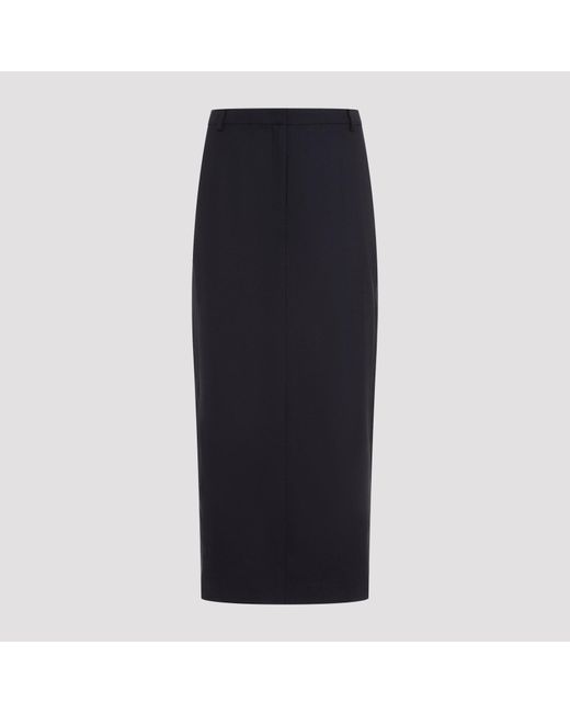 Theory Dark Navy Blue Wool Midi Skirt