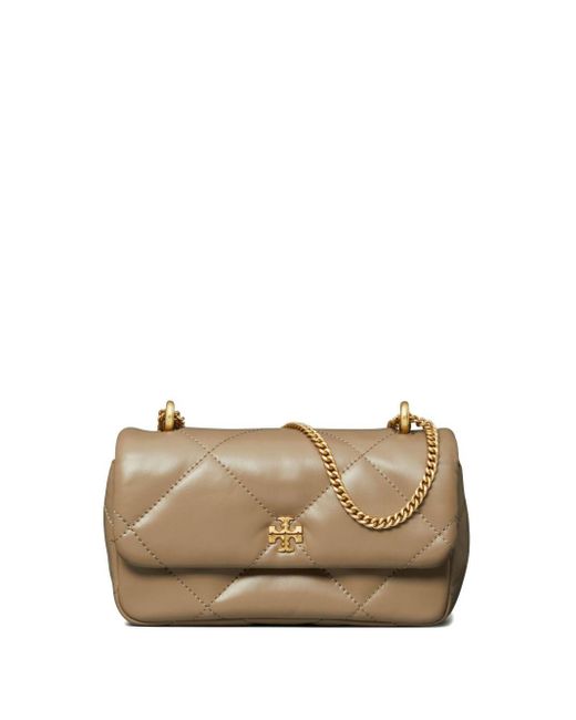 Tory Burch Natural Kira Diamond Mini Leather Shoulder Bag