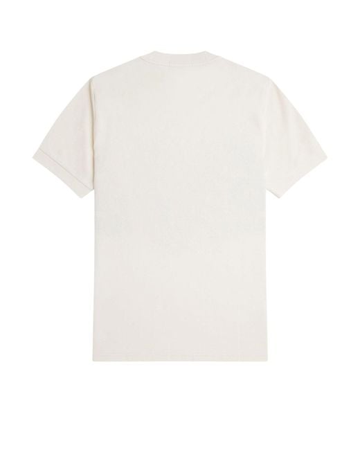 Fred Perry White Cotton T-Shirt With Striped Motif for men