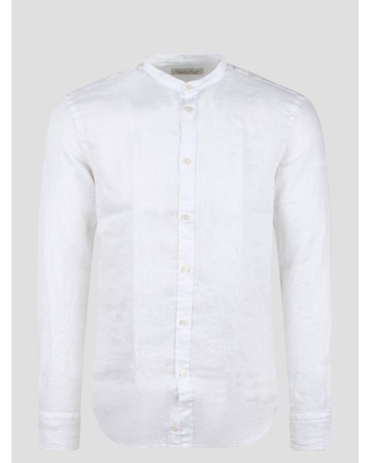 Mandarin collar linen shirt di Brian Dales in White da Uomo
