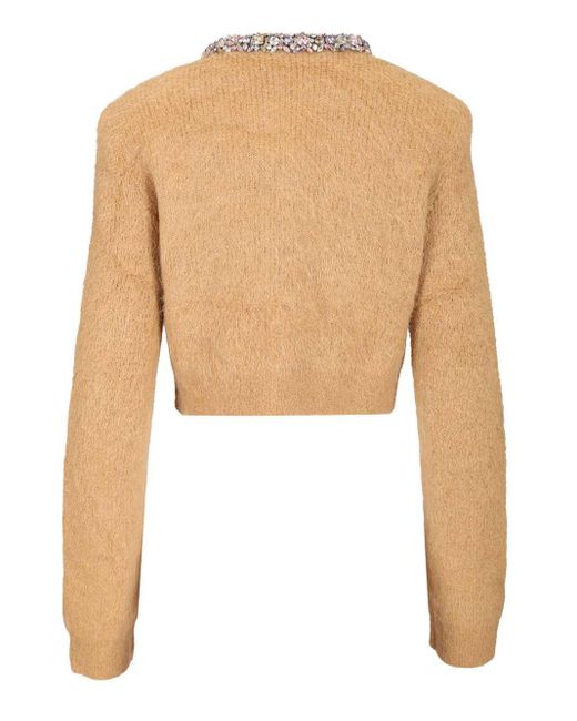 Self-Portrait Natural Alpaca Cardigan