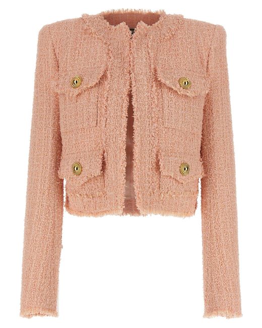 Balmain Pink Short Tweed Jacket