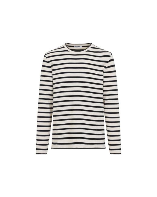 Jil Sander White Bluejay Cotton Long Sleeved Top for men