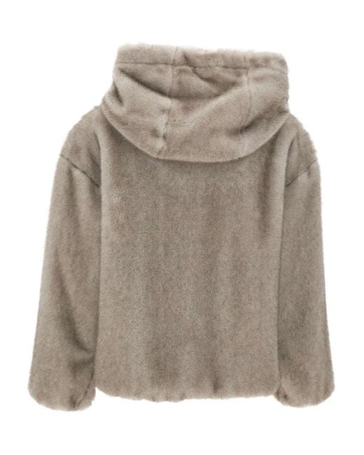 Herno Multicolor Soft Faux-Fur Hooded Jacket
