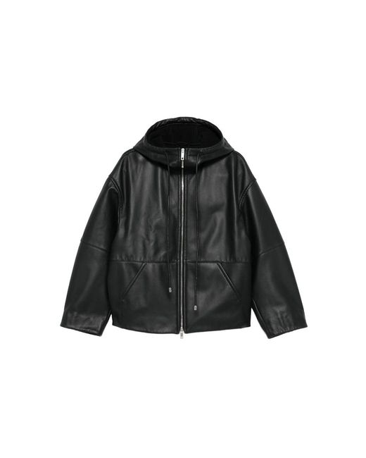 Sportmax Black Leather Outerwears