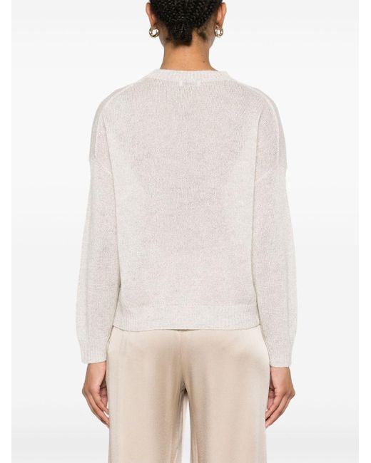 Brunello Cucinelli White Mohair Wool Sweater