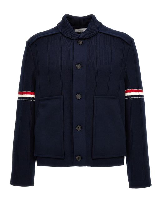 Thom Browne Blue Double Face Shawl Collar Casual Jackets, Parka for men