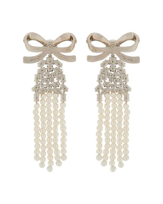 Drop Earrings With Bow-Donna di Self-Portrait in White