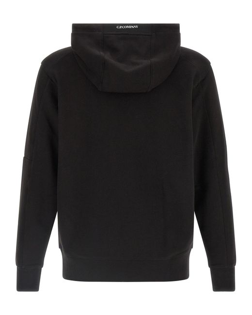 C P Company Black 'Diagonal Raised' Hoodie for men