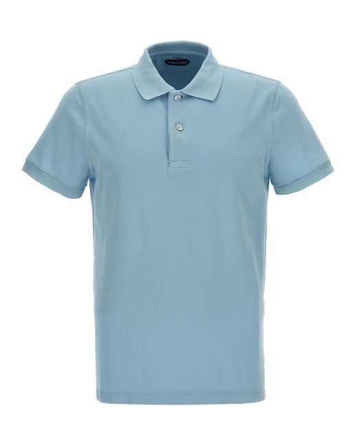 Tom Ford Blue Piqué Cotton Shirt Polo for men