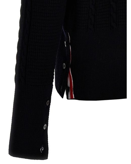 Thom Browne Black Cable Stitch Sweater, Cardigans for men