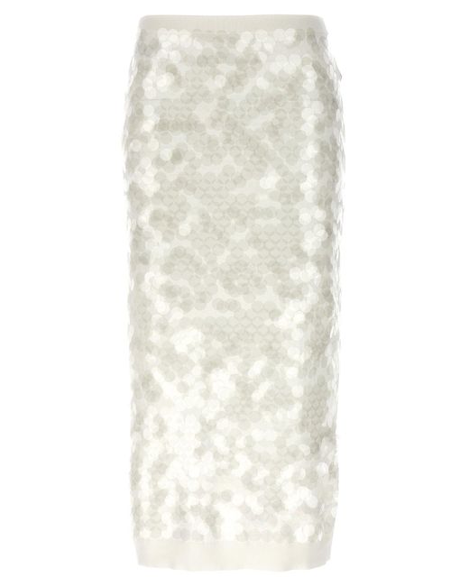 Sequin Knitted Skirt Gonne Bianco di N°21 in White