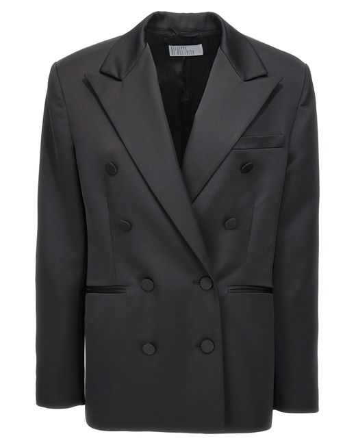 GIUSEPPE DI MORABITO Black Double-breasted Satin Blazer Blazer And Suits