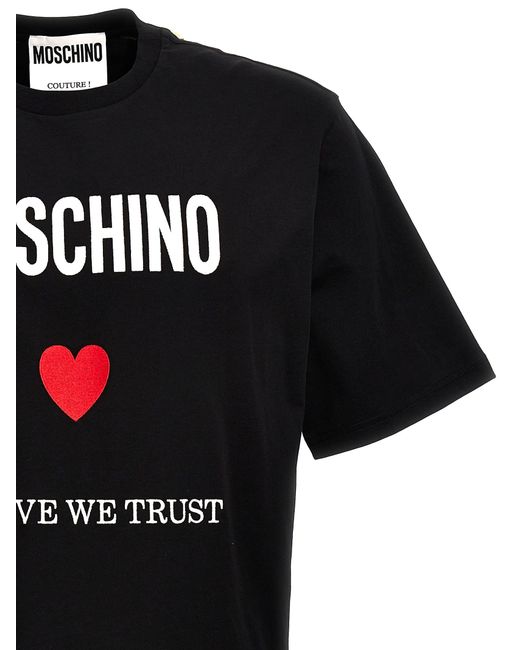 In Love We Trust T Shirt Nero di Moschino in Black da Uomo