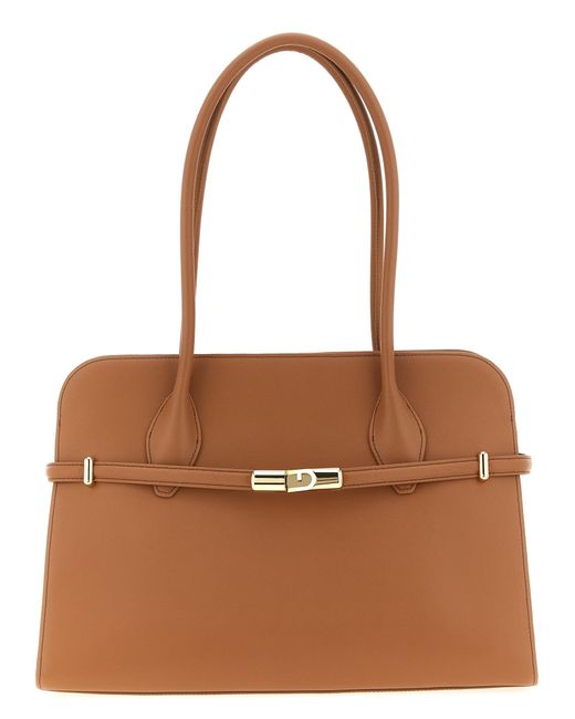 Furla Brown Goccia Dome L' Shoulder Bag