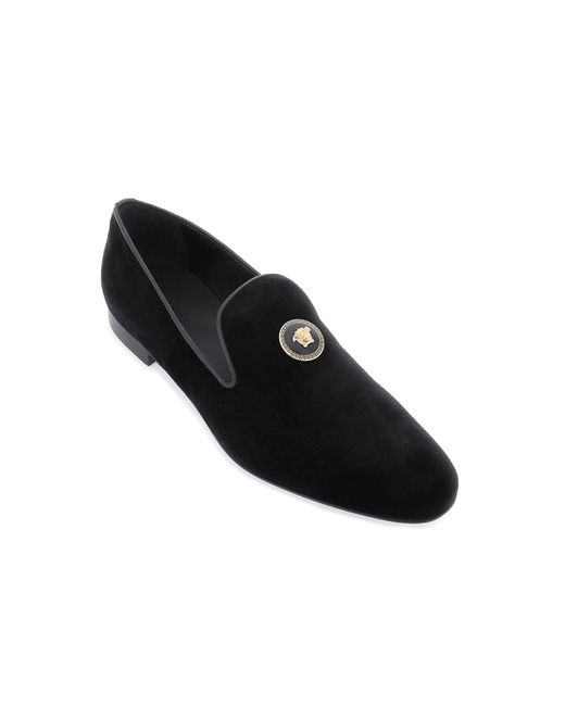 Versace Black Medusa Velvet Loafers for men