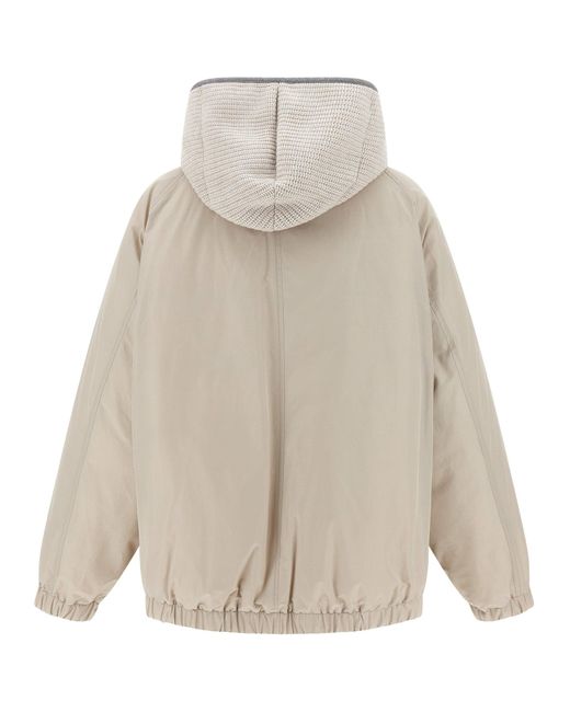 Brunello Cucinelli White Hooded Down Jacket Puffer Jackets