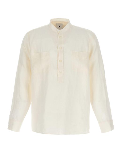 PT Torino White Linen Shirt Shirt, Blouse for men