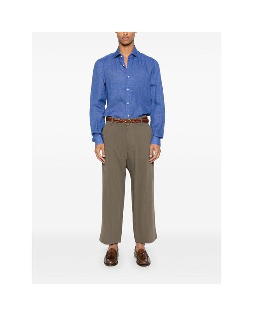Camicie Lino-Uomo di Isaia in Blue da Uomo