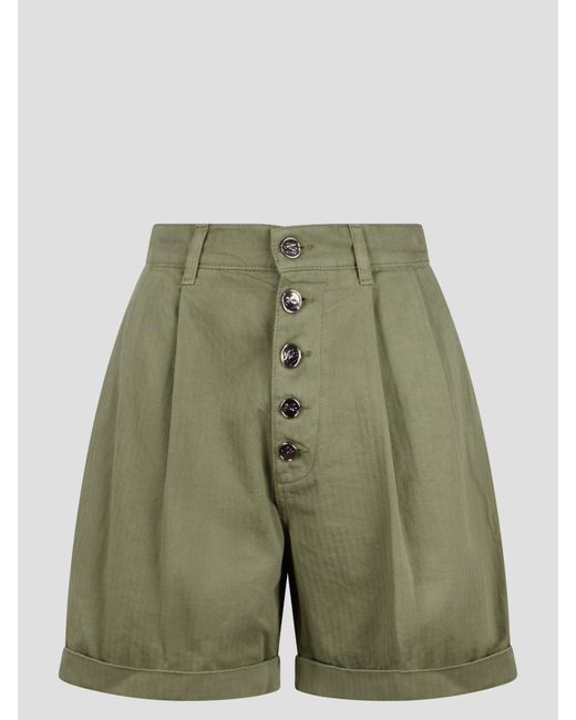 Etro Green Buttoned Cotton Bermuda Shorts