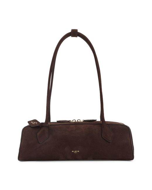 Teckel Medium Nabuk Shoulder Bag-Donna di Alaïa in Brown