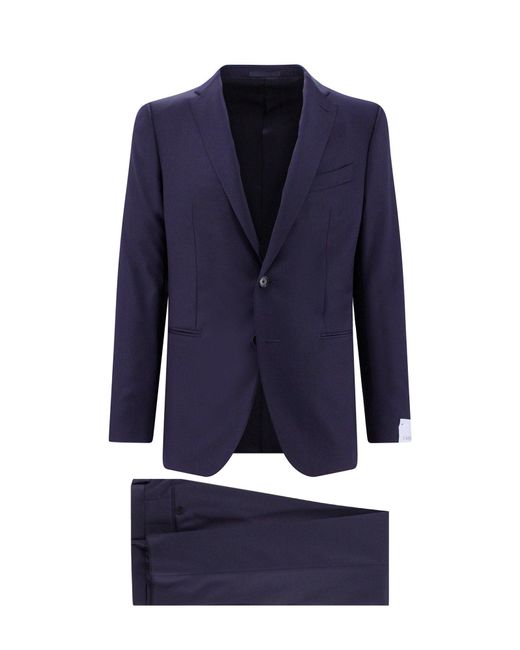 Caruso Blue Wool Suit for men