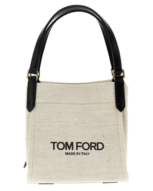 Logo Canvas Handbag Borse A Mano Bianco/Nero di Tom Ford in White