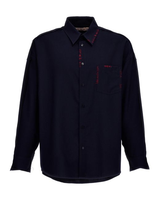 Cool Wool Shirt With Contrast Stitching Maglioni Multicolor di Marni in Blue da Uomo