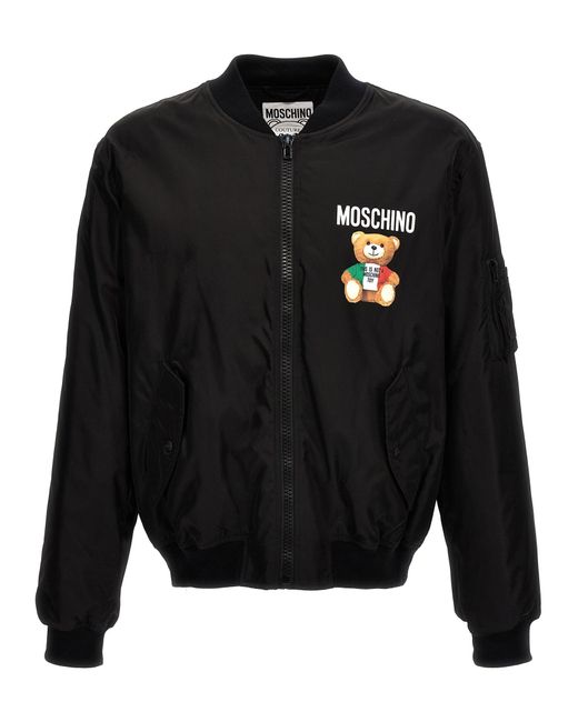 Moschino Black Bomber Jacket 'Teddy' for men