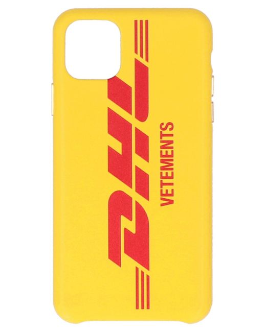 Cover per iPhone 11 x DHL di Vetements in Yellow
