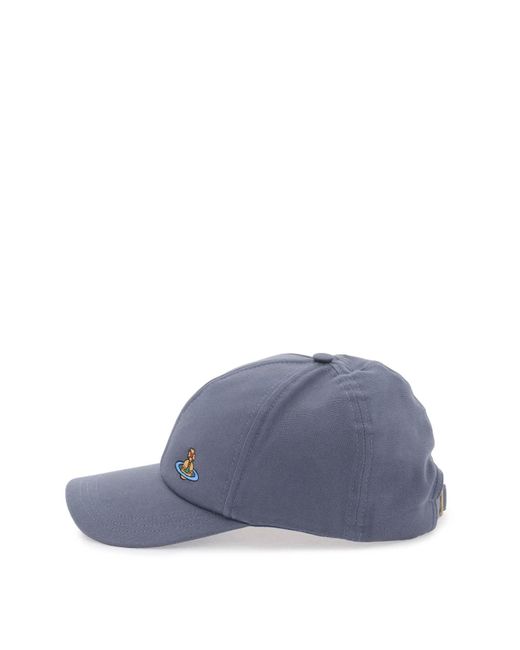 Vivienne Westwood Blue Uni Colour Baseball Cap With Orb Embroidery